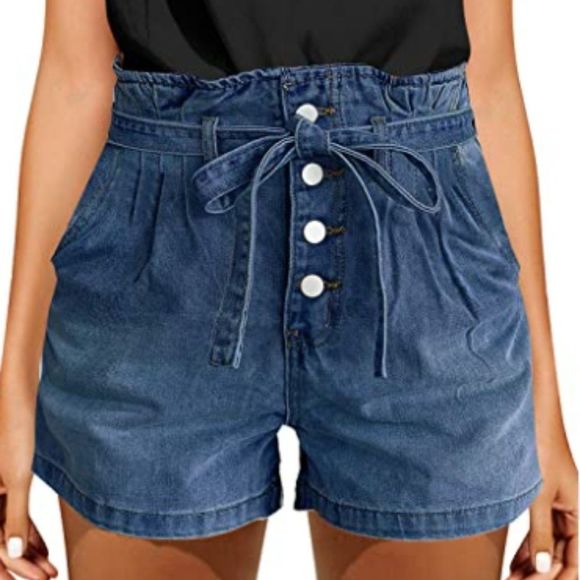 GRAPENT High Waisted Removable Belt Jean Shorts - Picture 1 of 3
